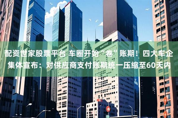 配资世家股票平台 车圈开始“卷”账期！四大车企集体宣布：对供应商支付账期统一压缩至60天内