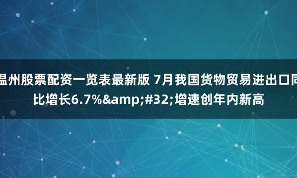 温州股票配资一览表最新版 7月我国货物贸易进出口同比增长6.7%&#32;增速创年内新高