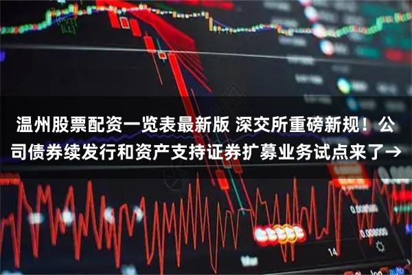 温州股票配资一览表最新版 深交所重磅新规！公司债券续发行和资产支持证券扩募业务试点来了→