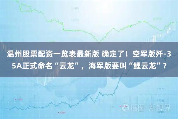 温州股票配资一览表最新版 确定了！空军版歼-35A正式命名“云龙”，海军版要叫“鲤云龙”？